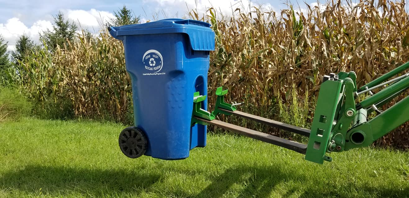 Trash/ Recycling Bin Mover for Forks and Bucket